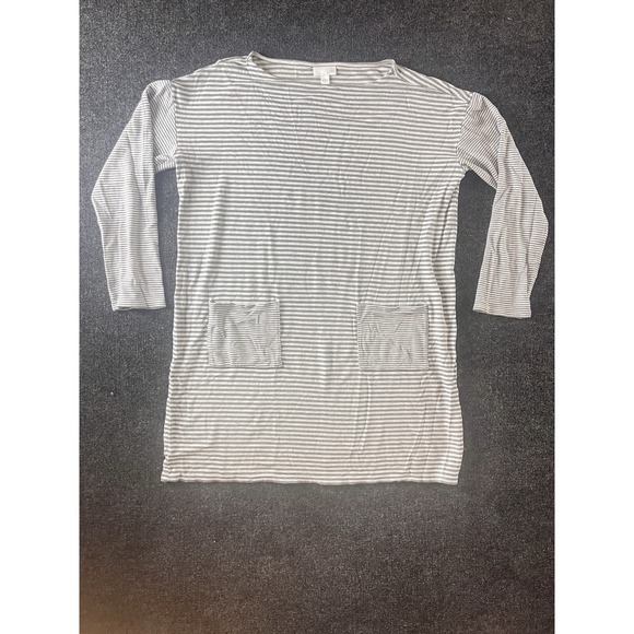 J. Jill Dresses & Skirts - J Jill Dress Womens M Gray White Striped Knee Length Long Sleeve Pockets Tunic